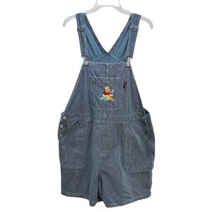 Disney Winnie the Pooh Denim Bib Overall Shorts Shortalls 20W Railroad Stripe